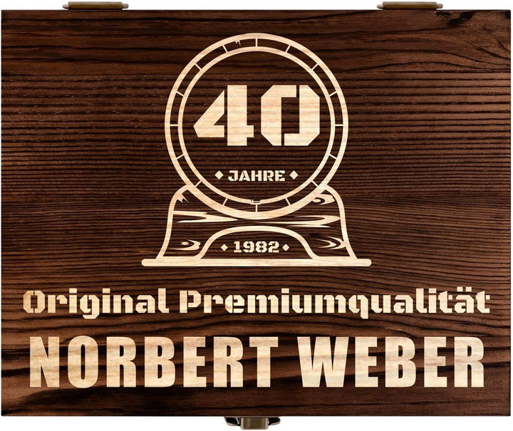 Maverton Whisky Steine Set - in Holzbox mit Gravur - 8 Eiswürfel + 2 Whisky Gläser - wiederverwendba