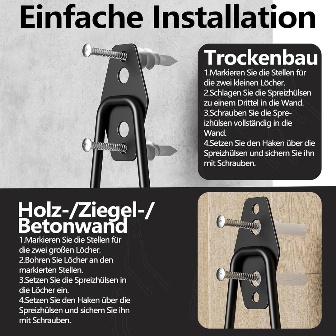 Kitmiido 12er Set Wandhaken für Garage | Schwerlast Doppelhaken | Platzsparende Aufbewahrung für Wer
