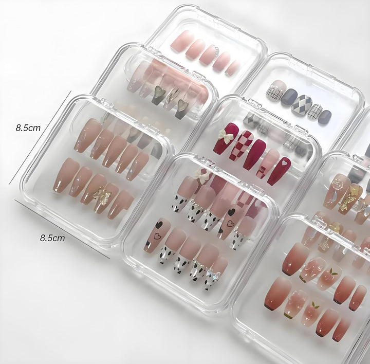 fafzms 20 Stück Nagelaufbewahrungsbox Organizer (8.5x8.5cm) + 60 Stück Verbessertes Doppelseitiges K