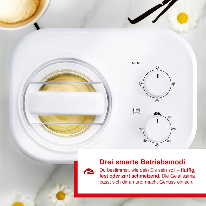 Solis Gelatissima Eismaschine (Typ 8503) – 1L Eiscreme Maschine für Zuhause, Frozen Yogurt & Sorbet