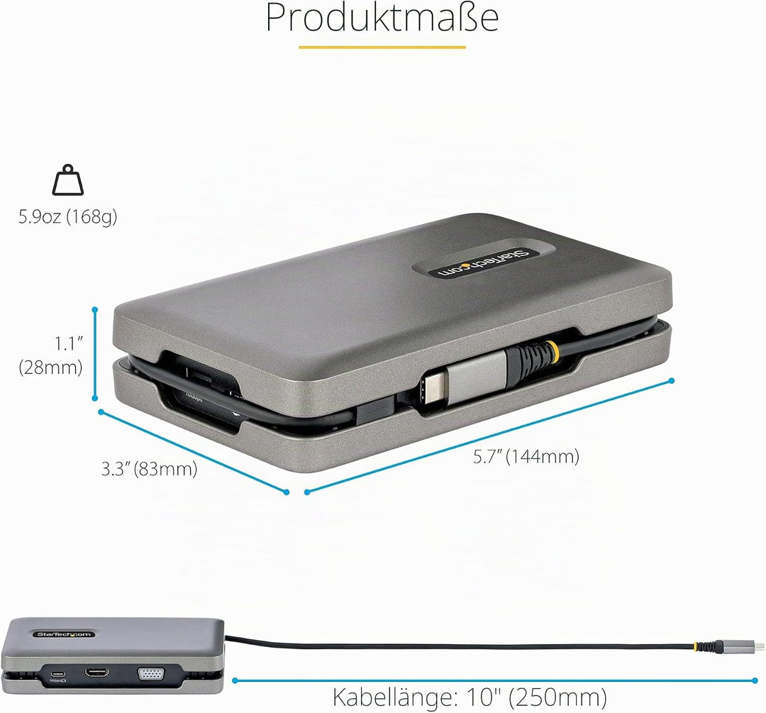 StarTech.com USB C Multiport Adapter-Docking Station - USB-C auf DP Alt Mode/4k HDMI/VGA, Dual Monit