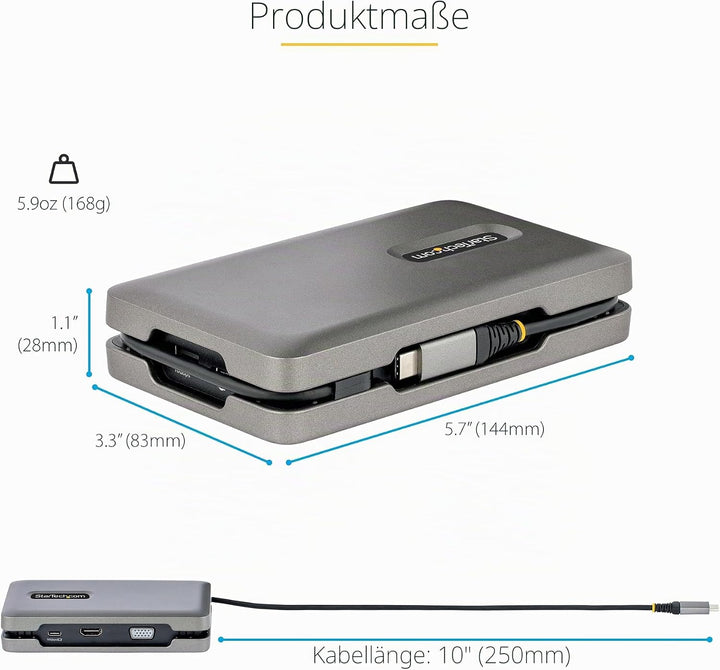 StarTech.com USB C Multiport Adapter-Docking Station - USB-C auf DP Alt Mode/4k HDMI/VGA, Dual Monit