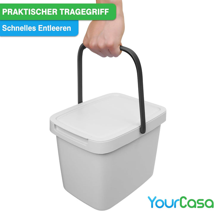 YourCasa Biomülleimer Küche - 6L Komposteimer Küche für alltäglichen Biomüll Behälter - Kompostbehäl