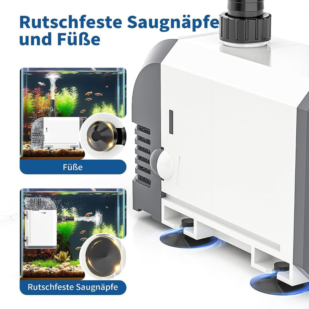 Tauchpumpe Aquarium Pumpe 2000L/h 35W, Leise Wasserpumpe für Aquarium, Teich, Hydroponik, mit Durchf