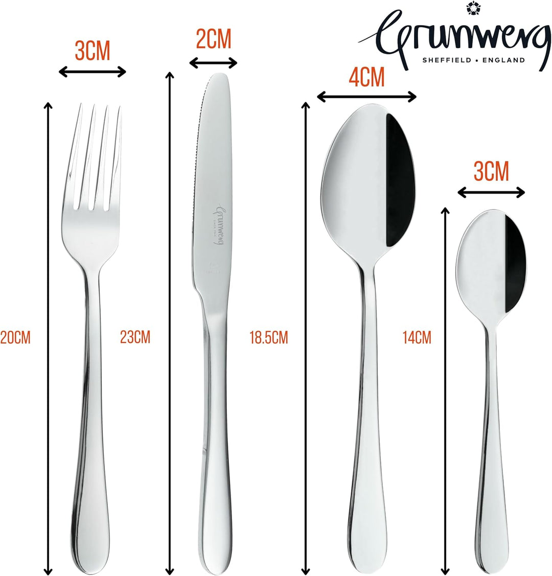 Grunwerg Luxus 24-teilig Besteck Set in einer Geschenkbox – WINDSOR STIL, 18/10 Edelstahl, gemischte