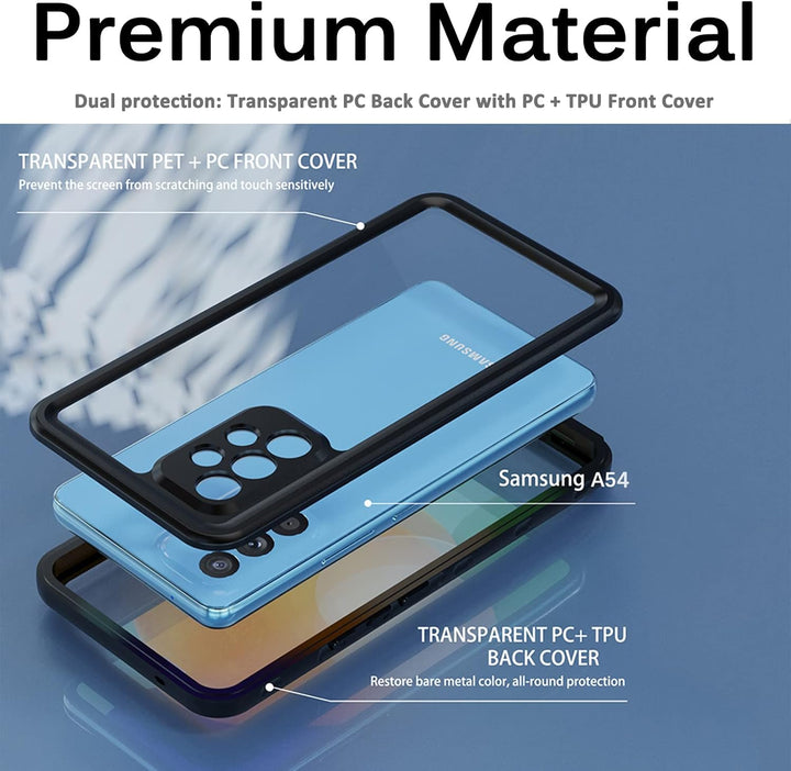 Miimall IP68 Wasserdicht Handyhülle Kompatibel mit Samsung Galaxy A54 Hülle, Galaxy A54 Hülle mit Di