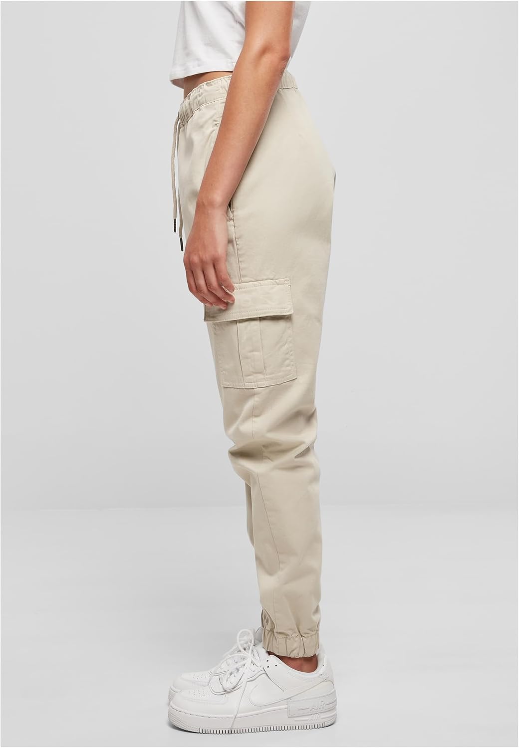 Urban Classics Damen Ladies High Waist Cargo Comfort Jogging Pants Hose, Softseagrass