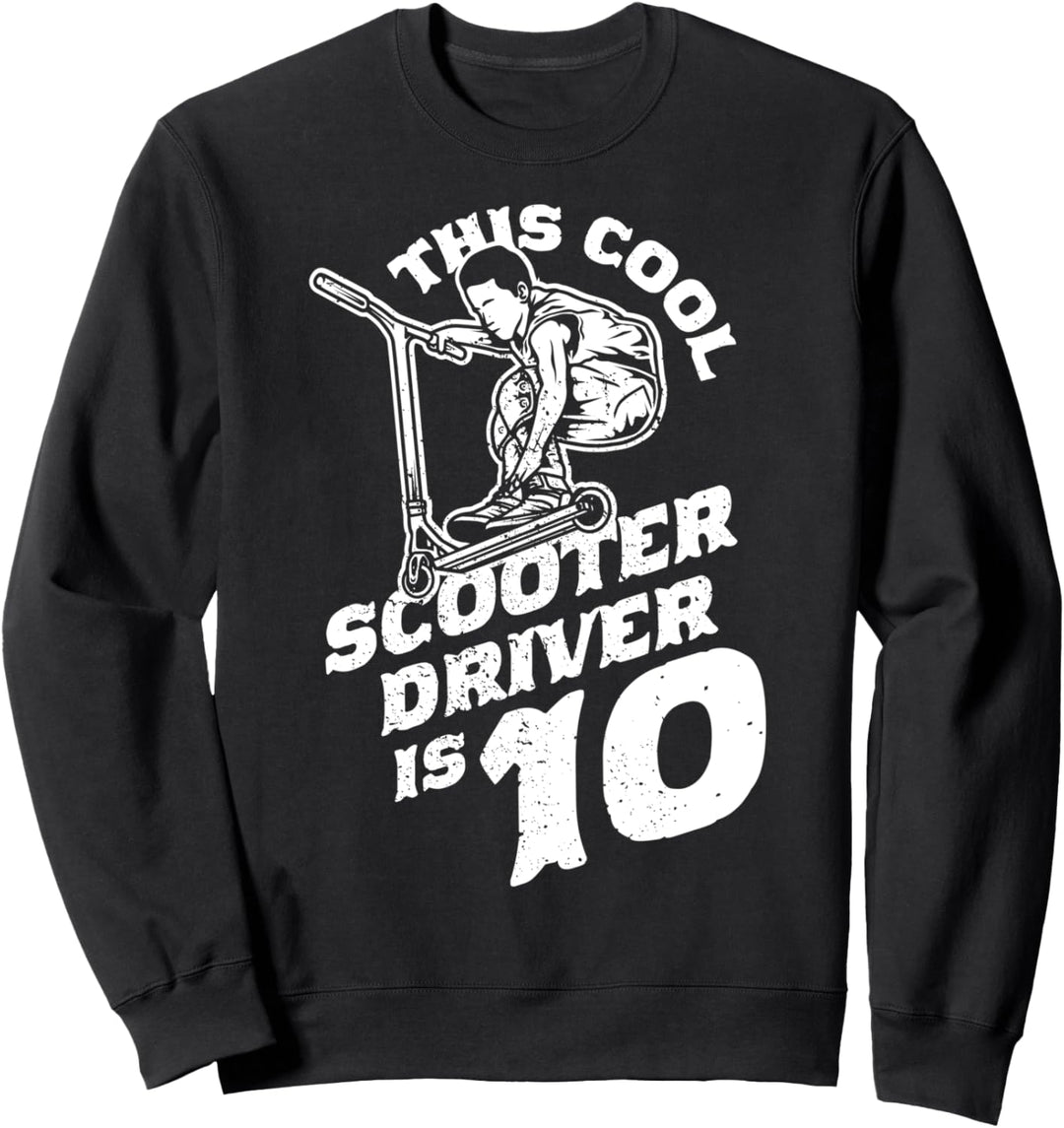 10. Geburtstag Geschenk Roller Fahrer Scooter Jungs Kinder Sweatshirt