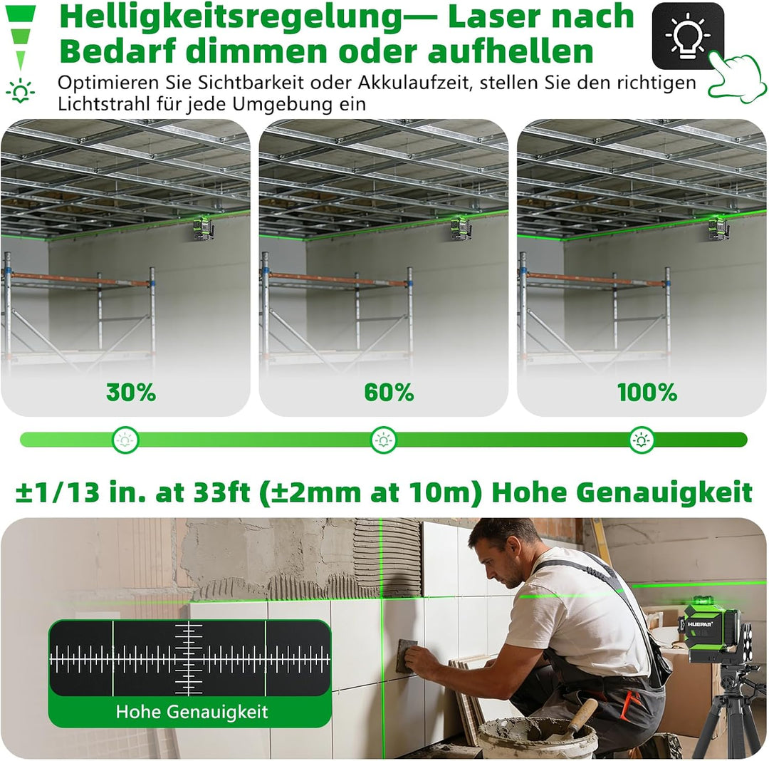 Huepar kreuzlinienlaser 360 grad, Einstellung der Ausrichtung des Drehpunktes mit festem Punkt, 1/13