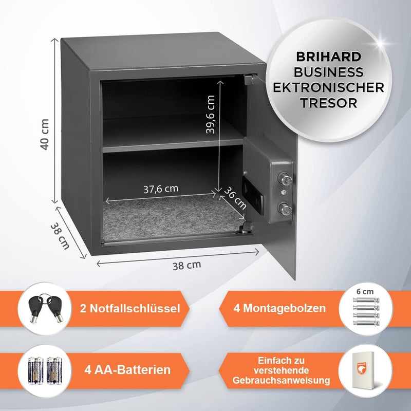 Brihard Betriebs Safe Elektronischer - 40x38x38cm Sicherheitsbox mit LED-Bildschirm, Digitalem Zahle