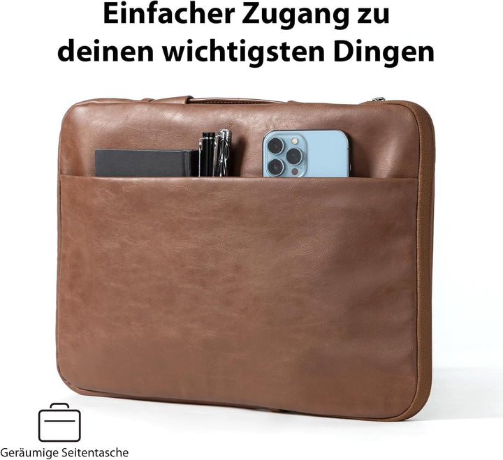 Lopoleis® Laptoptasche, Arbeitstasche Herren und Damen PU Leder, Laptop hülle Business Handtasche Tr