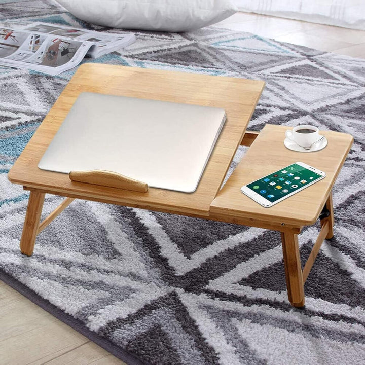 betttisch 50x30cm Laptop Tisch Bambus Notebooktisch Betttisch mit Lüftungslöchern mit Schublade Knie