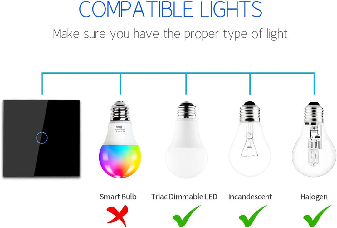 2er-Pack CNBINGO Dimmer Wechselschalter für LED-Leuchten - Touch Lichtschalter unterputz - Dimmschal
