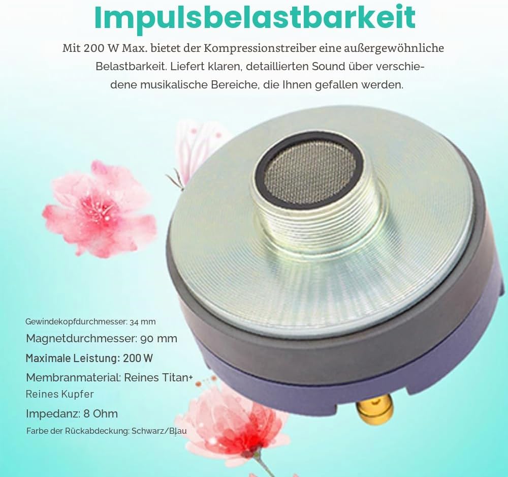 Yctze 200W Tweeter Treble -Kompressionstreiber mit Premium -Magnetmetallkonstruktion für das Zubehör