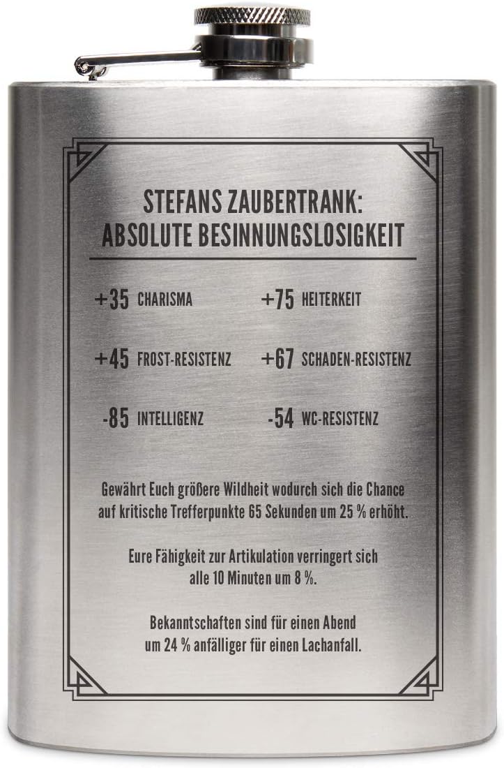 Flachmann Edelstahl 237 ml 8 oz individuelle Gravur Geschenk - Ausrüstungsgegenstand, Ausrüstungsgeg
