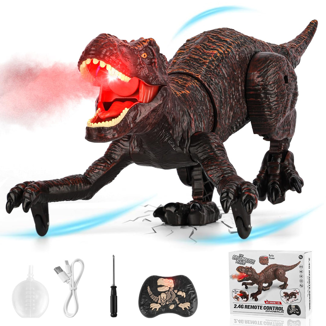 Dinosaurier-Spielzeug, ferngesteuert, Kinder, 2,4 GHz, RC Dino Roboter mit Sprühfunktion, Sound und