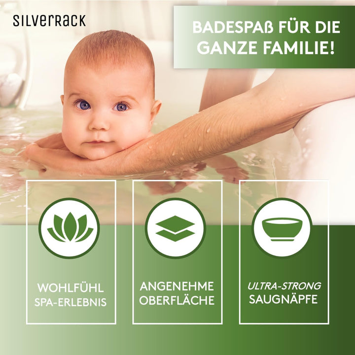 SilverRack Badewannenmatte 88x40 cm (Grau RAUTEN) - Antirutschmatte Badewanne BPA frei für Kinder un