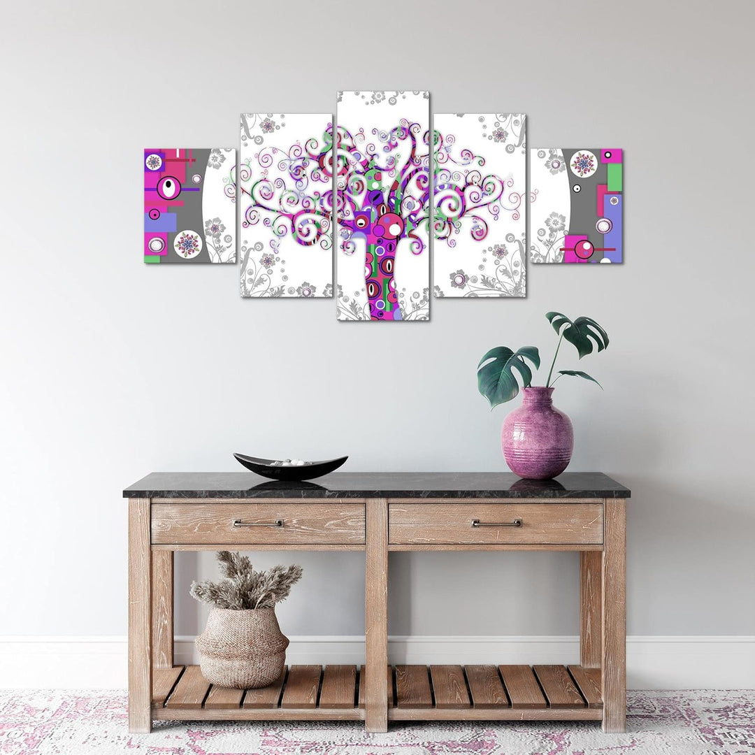 Runa Art Wandbilder Gustav Klimt Baum des Lebens 5 Teilig Bild auf Vlies Leinwand Deko Wohnzimmer Sc