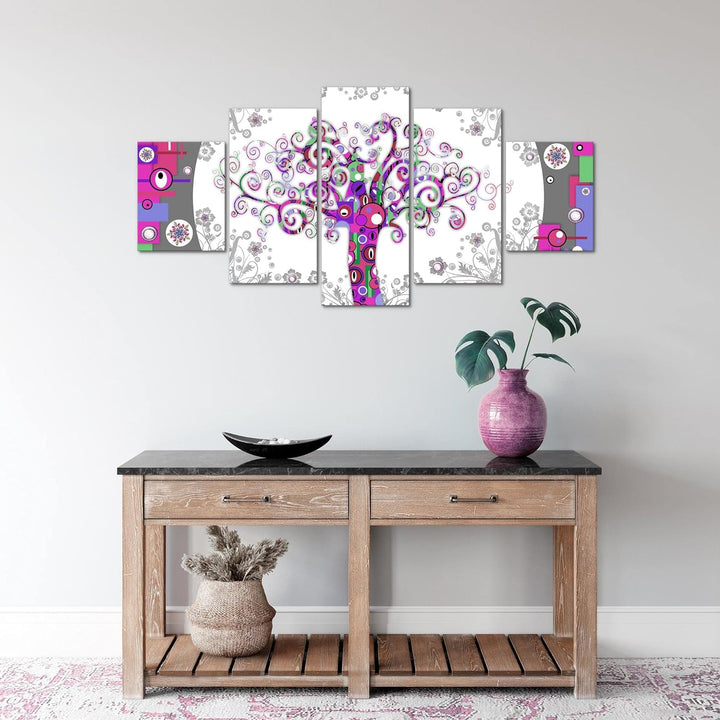 Runa Art Wandbilder Gustav Klimt Baum des Lebens 5 Teilig Bild auf Vlies Leinwand Deko Wohnzimmer Sc