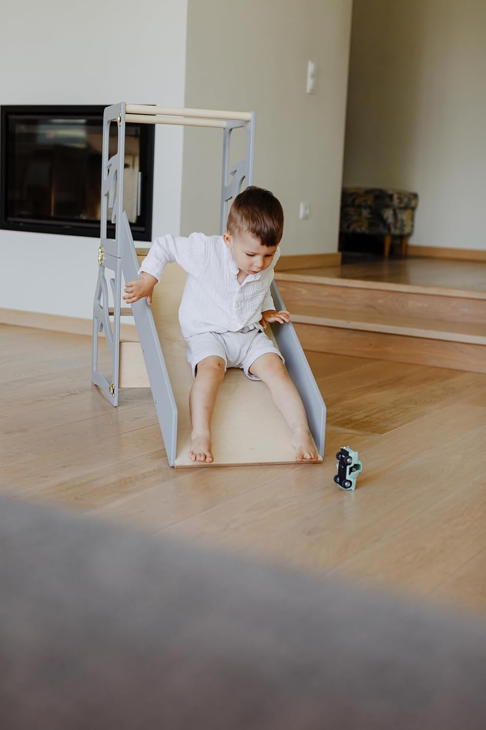 Weco Kinder-Lernturm 3 in 1 mit Rutsche weisser Tritthocker Schreibtisch Rutsche Montessori Möbel Kü