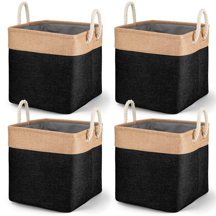 4 Stück grosse Aufbewahrungskörbe, faltbare Stoff-Aufbewahrungsboxen mit Griffen für Kleidung, Spiel