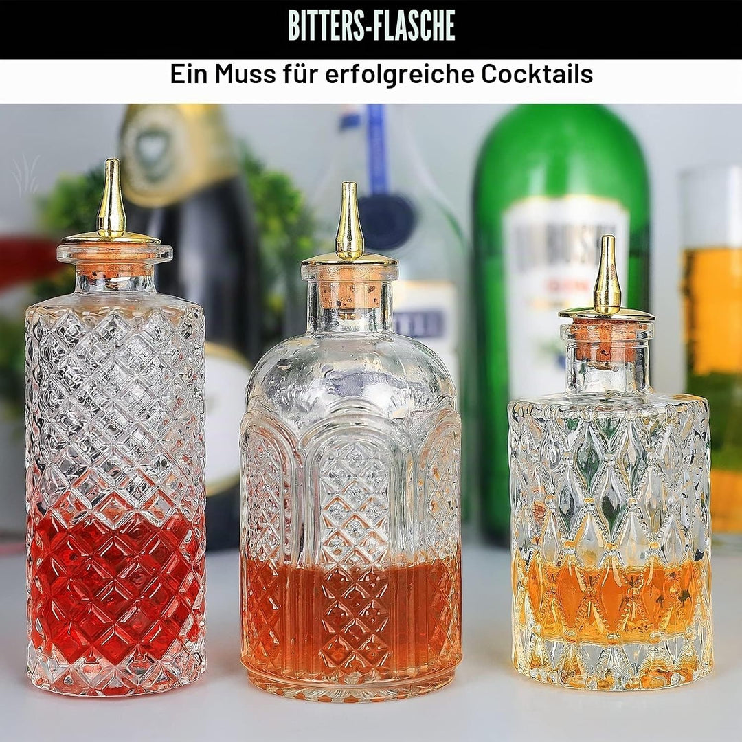 Suprobarware Bitter-Flasche für Cocktails, Glasflaschen, mit Armaturenbrett, ideal für Barkeeper, Ha