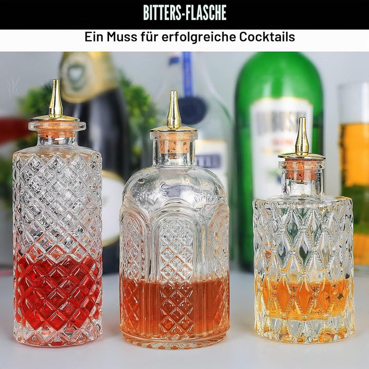 Suprobarware Bitter-Flasche für Cocktails, Glasflaschen, mit Armaturenbrett, ideal für Barkeeper, Ha