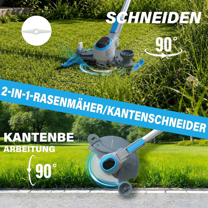 Akku Rasentrimmer für Makita-Akkus, 2 in 1 Rasentrimmer mit 2 x 4.0Ah Akku | 21V Akku Freischneider/