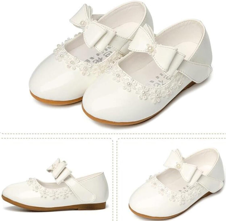 PPXID Mädchen Mary Jane Halbschuhe Bequem Taufschuhe Ballerinas Kleidschuhe 25 EU Weiss, 25 EU Weiss