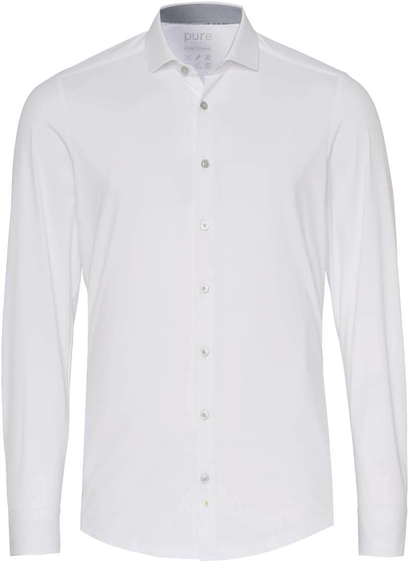 Pure Slim Fit Functional Hemd Langarm Haifischkragen Stretch weiss 37 Weiss, 37 Weiss