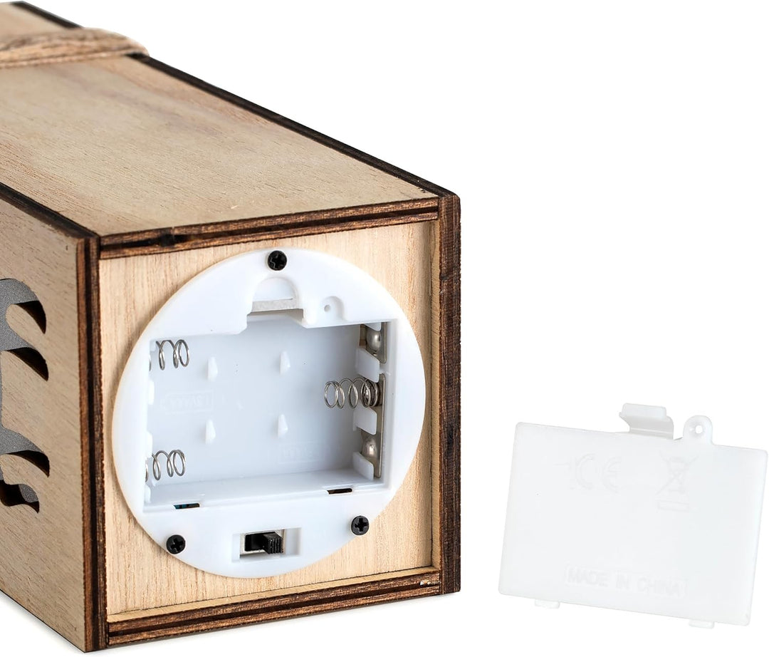NUPTIO Weihnachtsdeko Holz Rentier Fensterbank - 30cm Höhe 2 Stück LED Dekosäule Holzdeko Weihnachte