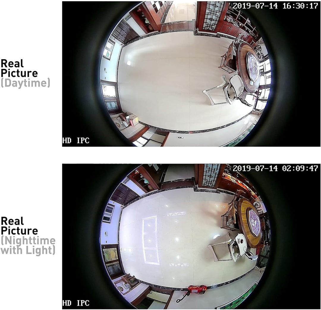 Revotech Mini Fisheye POE IP Kamera, HD 3MP Indoor Sicherheitskamera 1,44 mm Objektiv 180 Grad Weitw