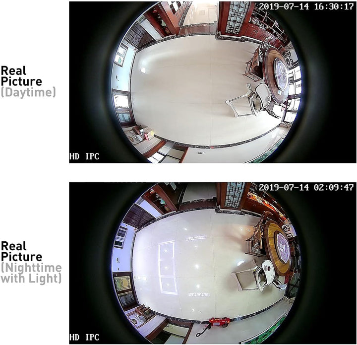 Revotech Mini Fisheye POE IP Kamera, HD 3MP Indoor Sicherheitskamera 1,44 mm Objektiv 180 Grad Weitw