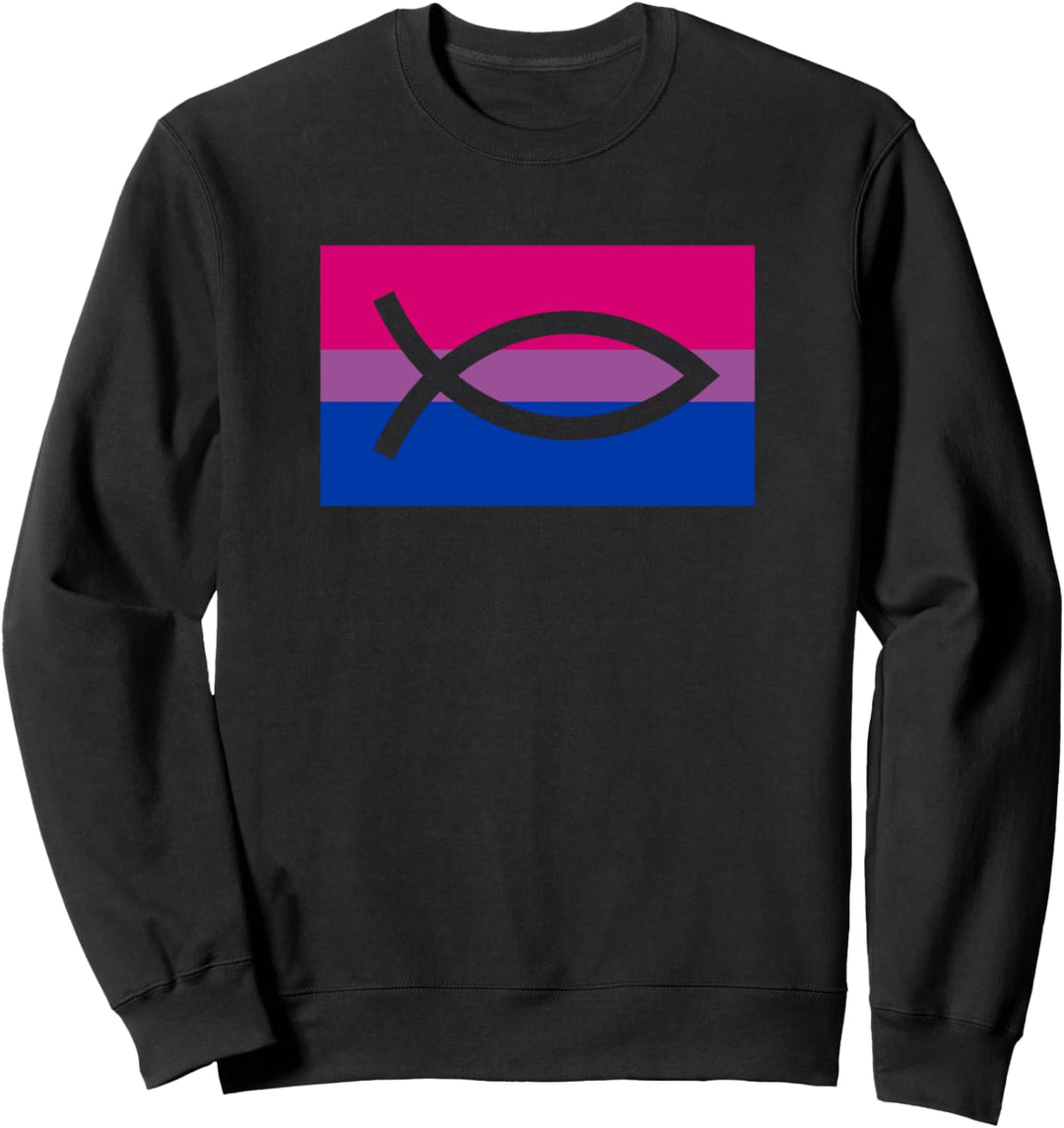 Christian Ally Jesus Fish Gay Bisexual Pride Flag Church Sweatshirt