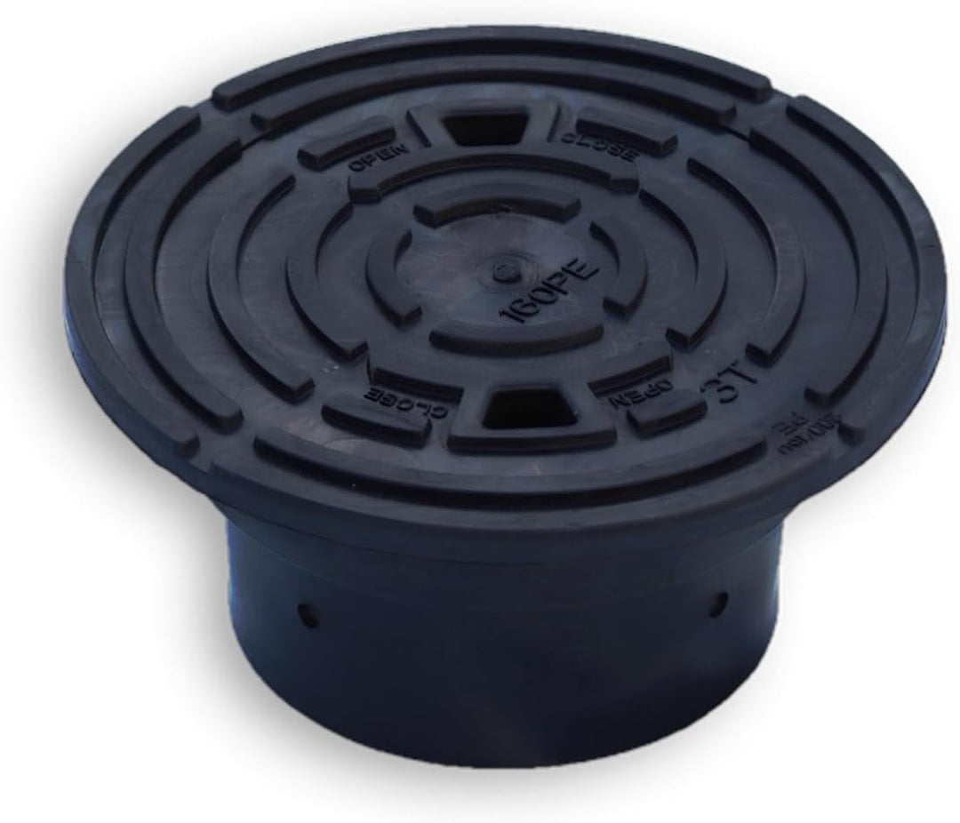 Varile DN160-DN200 Kontrollschachtdeckel Adapter Schwarz Rohrkappe, Deckel für Steigrohr, Schwarz