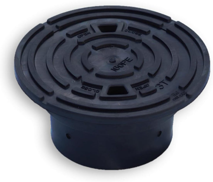 Varile DN160-DN200 Kontrollschachtdeckel Adapter Schwarz Rohrkappe, Deckel für Steigrohr, Schwarz