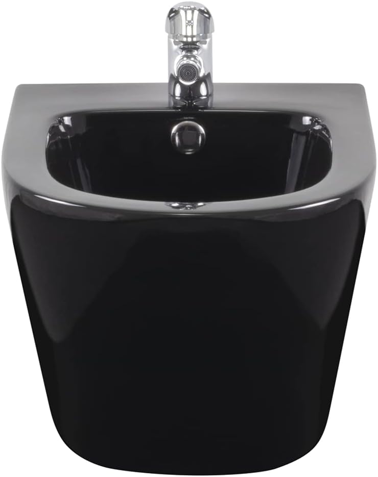 i-flair Wand-Hänge Bidet Franco mit Mischbatterie und Wandbefestigung - Schwarz, Schwarz