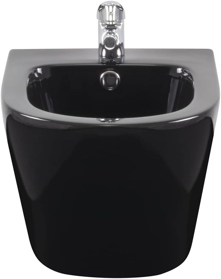 i-flair Wand-Hänge Bidet Franco mit Mischbatterie und Wandbefestigung - Schwarz, Schwarz