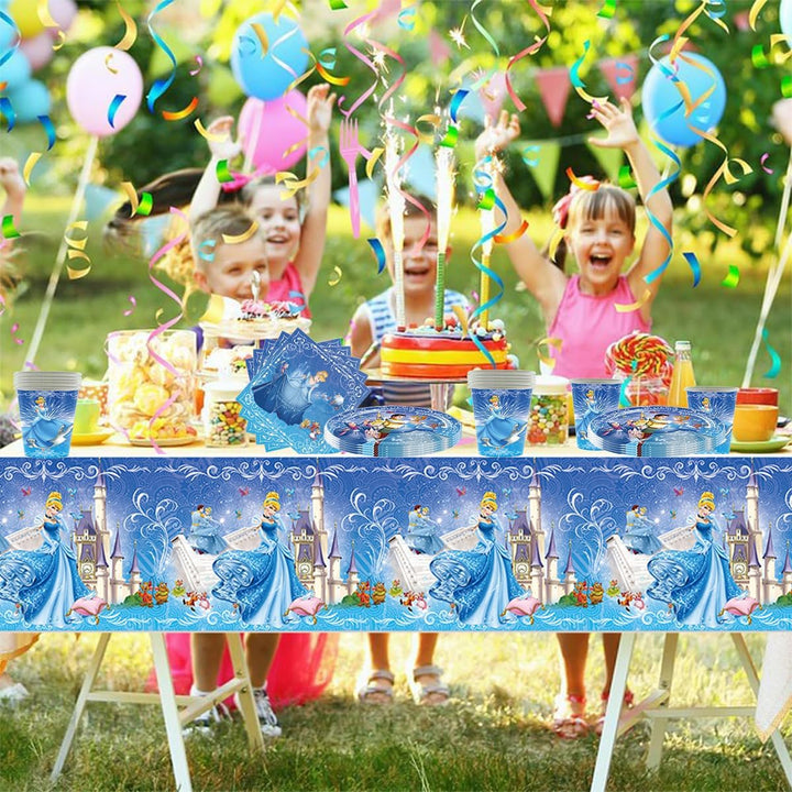 Cinderella Birthday Party Tableware,Luffy Party Accessories, Paper Plate Set, Including Tablecloth,