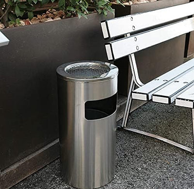 XUANYU 2er-Set 30 liter Mülleimer mit Aschenbecher Standaschenbecher für Draussen Herausnehmbarem Ab