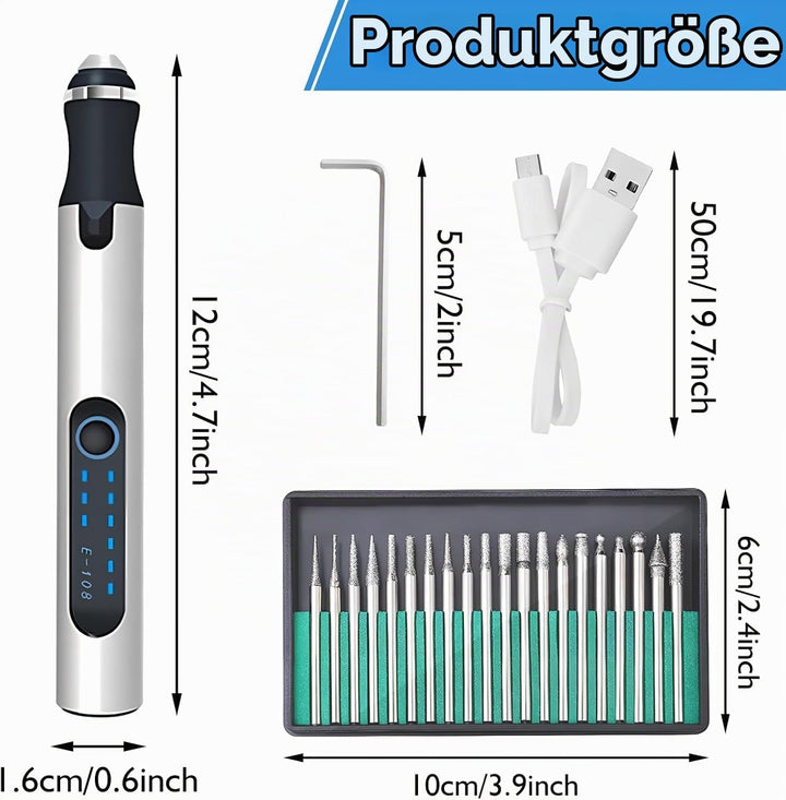 USB Wiederaufladierbar Gravur Werkzeug Kit, Elektrischer Mini Graveur Gravurwerkzeug, Mini Bohrmasch