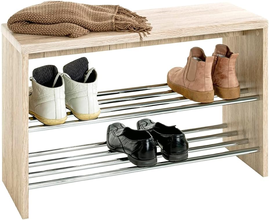 HAKU Möbel Bank, eiche San Remo-chrom, 81 x 30 x 55 B 81 x T 30 x H 55 Eiche San Remo-chrom, B 81 x