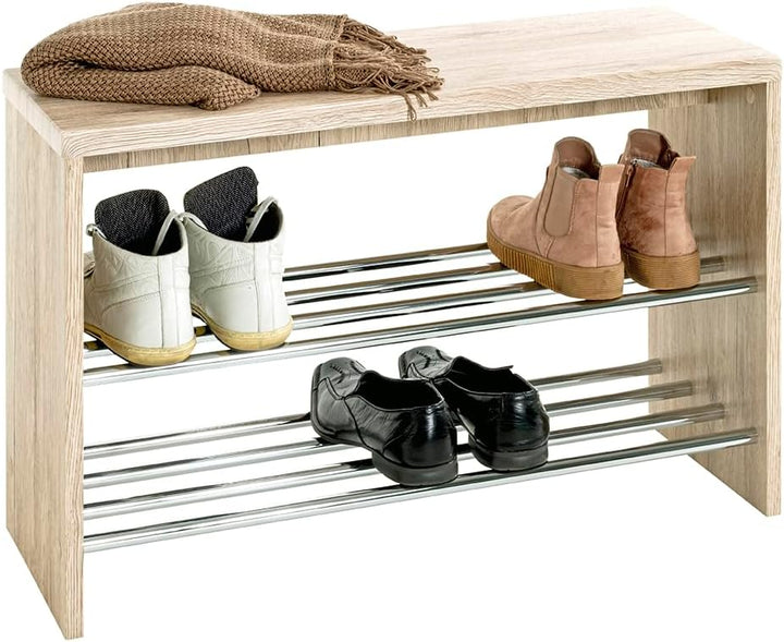 HAKU Möbel Bank, eiche San Remo-chrom, 81 x 30 x 55 B 81 x T 30 x H 55 Eiche San Remo-chrom, B 81 x