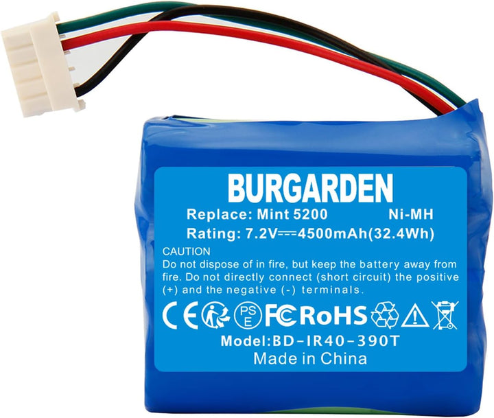 7.2V 4500mAh NI-MH Akku für 380T, 380, 390T, Kompatibel mit Mint 5200, 5200B, 5200C Staubsauger
