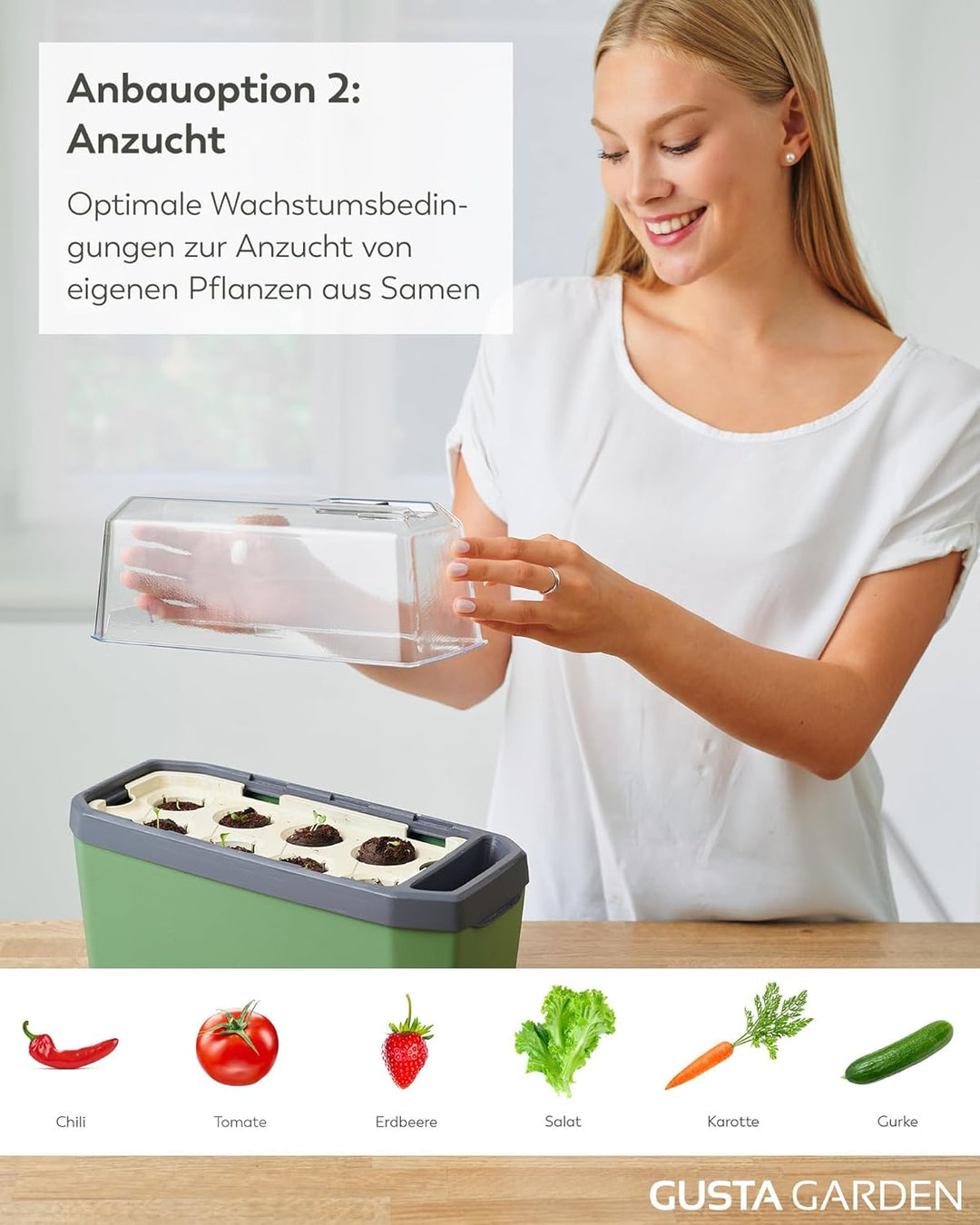 Harry Herbs - 4 in 1 Kräutertopf - Anzucht - Microgreens - Hydroponik - integriertes Wasserreservoir