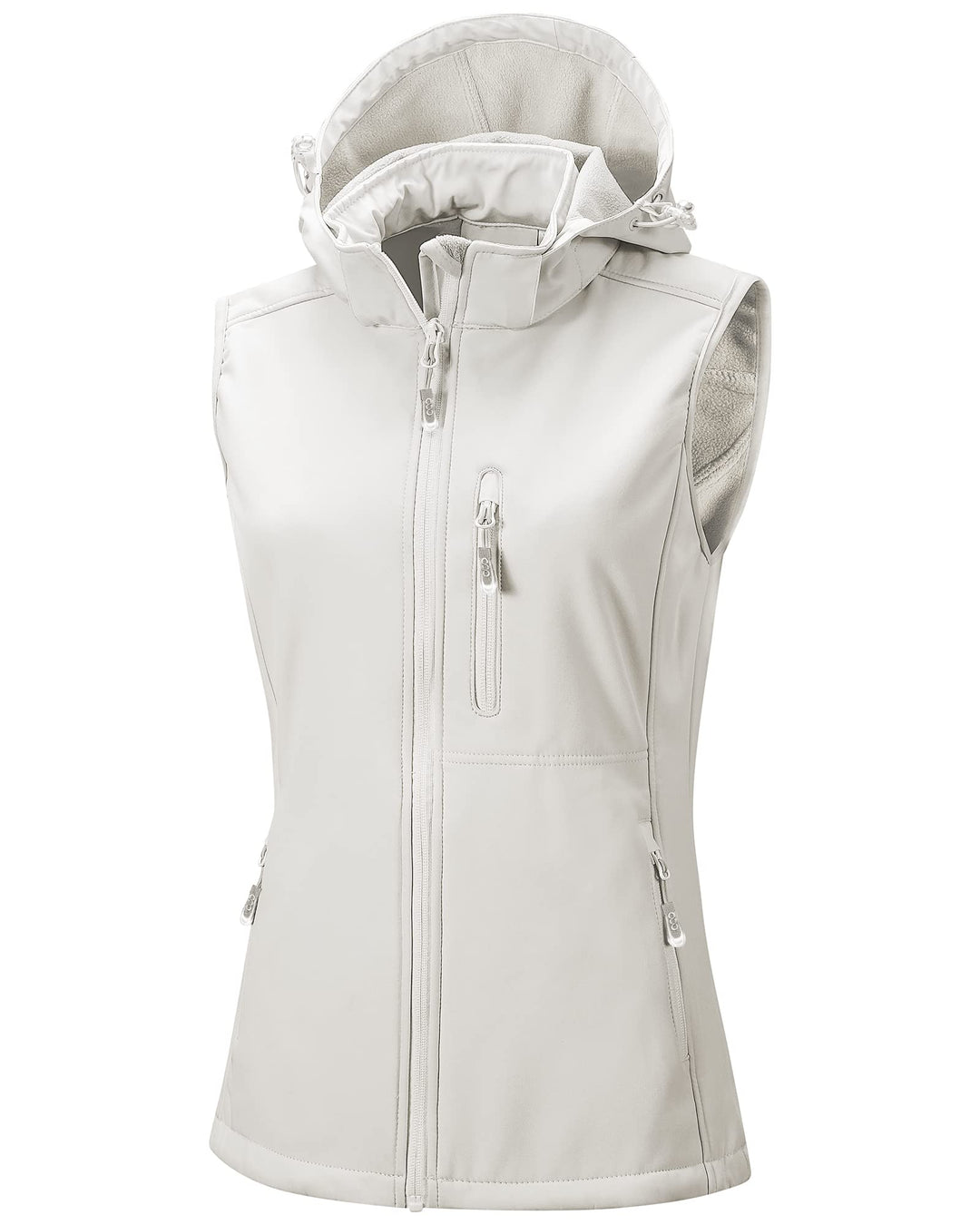33,000ft Damen Softshell Westen mit Abnehmbare Kapuze Fleece Gefütterte Ärmellose Jacke Wasserdichte