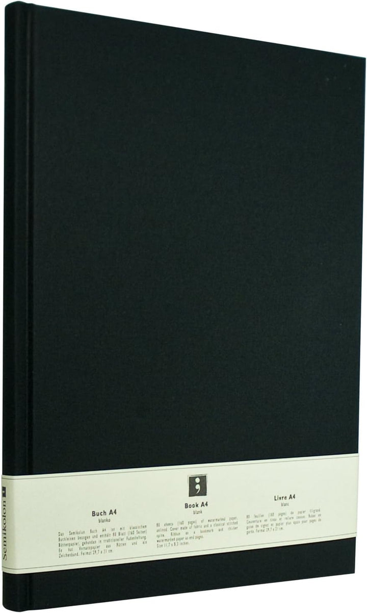 Semikolon 351236 Notizbuch Classic A4 blanko - 176 Seiten, cremeweisses Papier - Lesezeichen - black