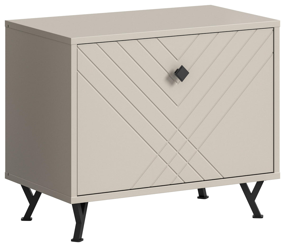xonox.home Garderobe Notes Sitzbank Bank Garderobenbank Flurbank Truhe Front sandbeige melamin Korpu