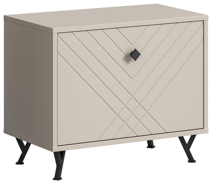 xonox.home Garderobe Notes Sitzbank Bank Garderobenbank Flurbank Truhe Front sandbeige melamin Korpu