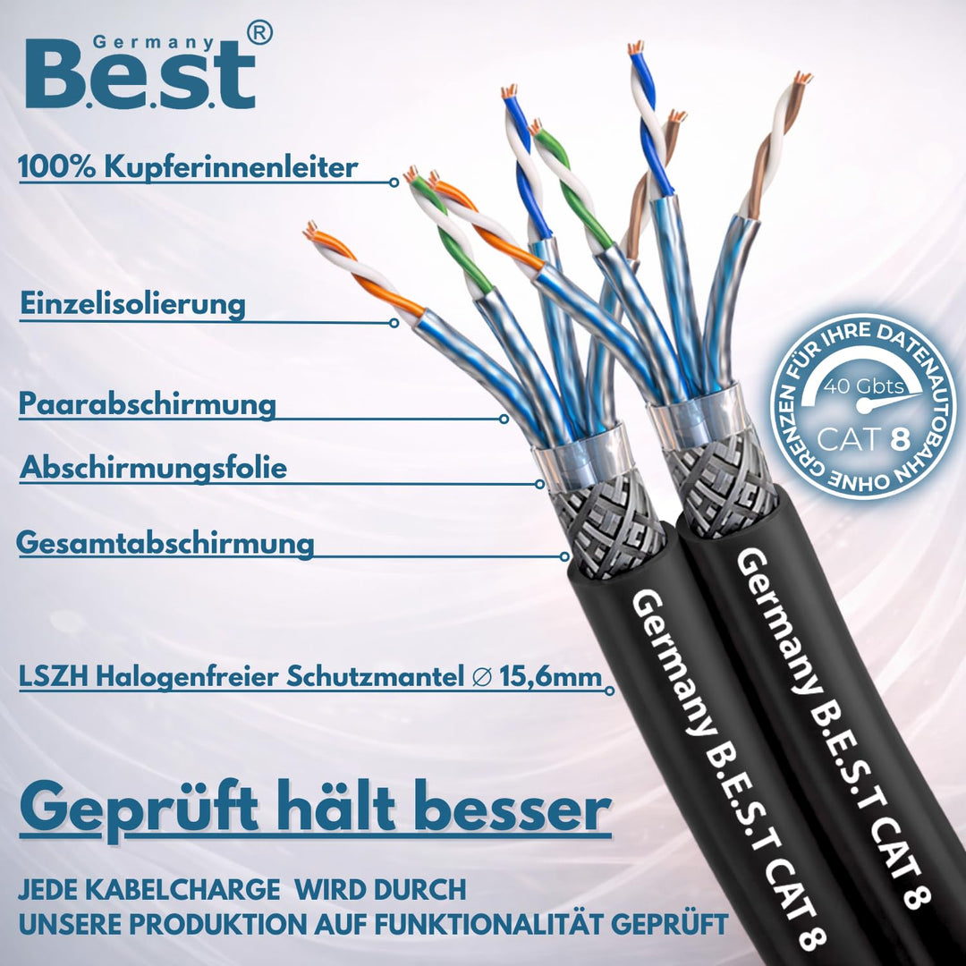 CAT 8 250m Duplex Erdkabel Netzwerkkabel Reines Kupfer Verlegekabel S/FTP | 100 % reines Kupfer, Dup